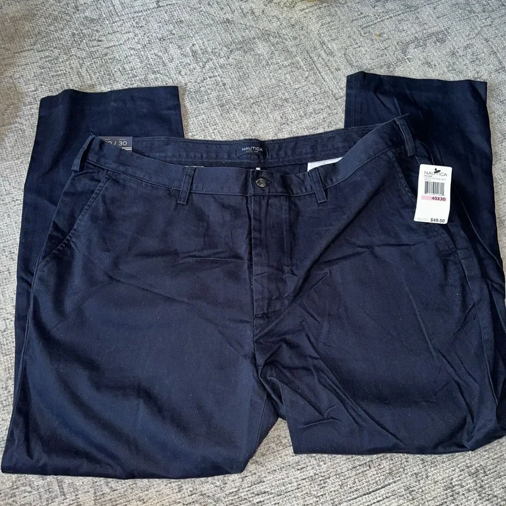 NAUTICA Beacon pants black a‎ bit trimmer mens tag size 40x30 NWT